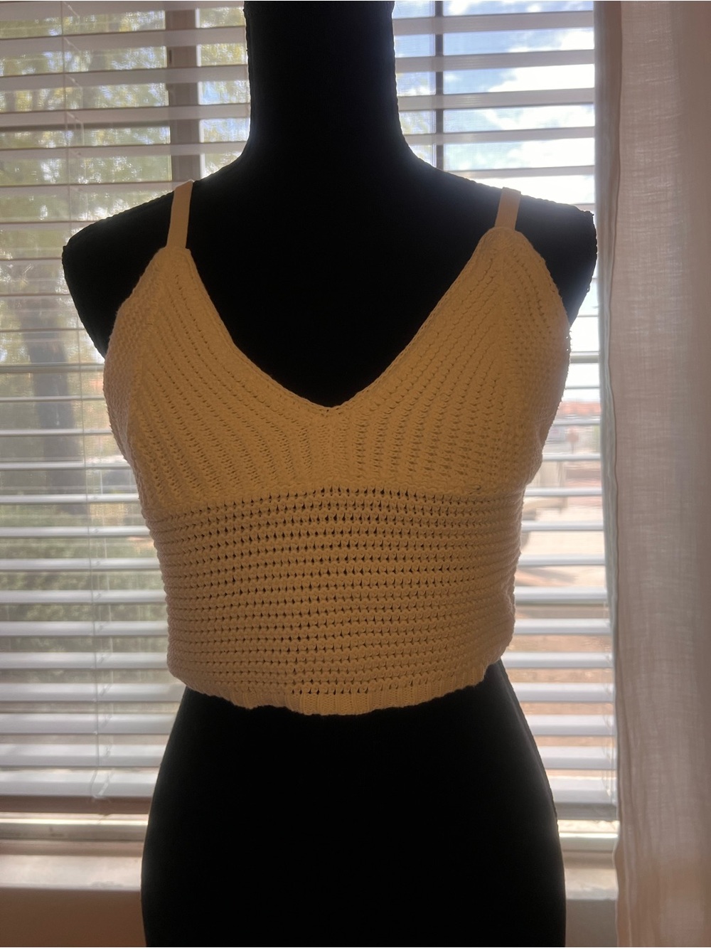Hollister Cream Crochet V-Neck Crop Cami